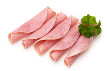 Sausage slices isolated on the white background.