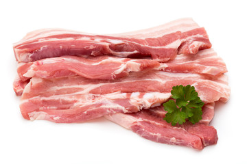 Meat pork slices isolated on the white background.
