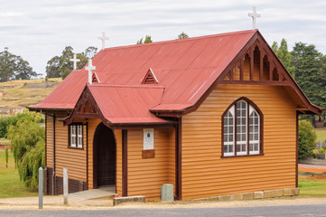 Fototapeta na wymiar St David’s Anglican Church at the Port Arthur Historic Site was built and opened in 1927 - Tasmania, Australia
