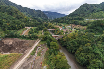 Fototapeta premium 夏の八ッ場ダム予定地の風景