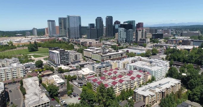 Aerial View of Bellevue Washington Downtown Skyscrapers