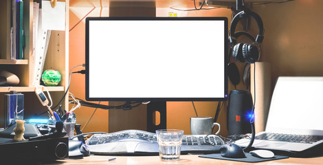 Blank screen of modern desktop computer.