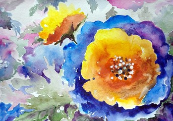 Watercolor paintings flowers