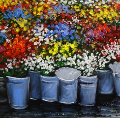 Oil paintings flowers, texture. Art