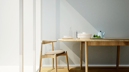 dining area in house or apartment- Interior design for artwork of restaurant or room for rent- 3D Rendering