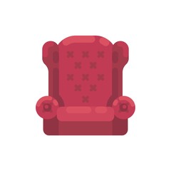 Red Santa Claus armchair illustration. Cozy furniture flat icon