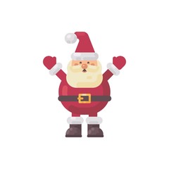 Cute fat Santa Claus flat illustration. Funny Christmas character icon