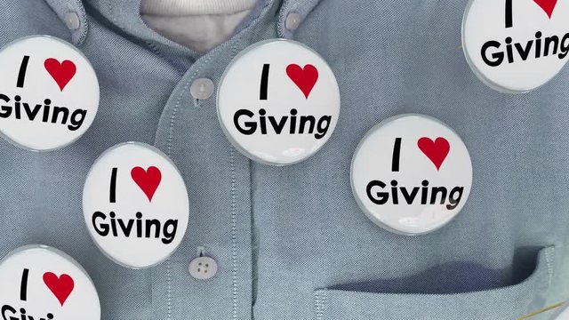 I Love Giving Charity Helping to Give Buttons Pins Shirt 3d Animation