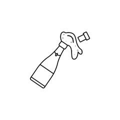 opened bottle of champagne line icon