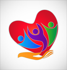 A helping hand to the people, heart symbol