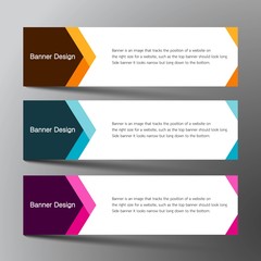 Web banner set design background. Inspired by geometric, three color that blue brown and purple.Vector illustration. 