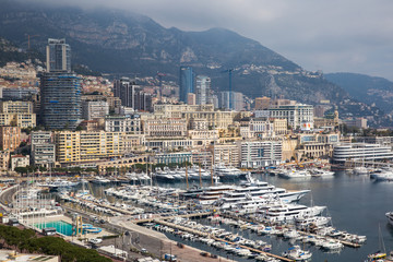 Naklejka premium Cityscape of La Condamine, Monaco. Principality of Monaco, French Riviera