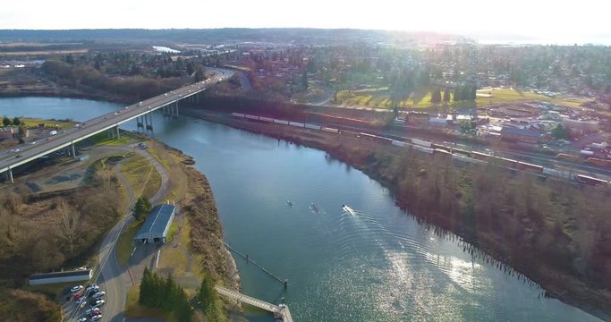 Everett Washington and Snohomish River Aerial Perspective