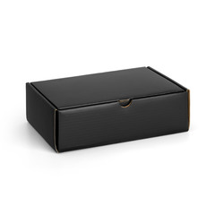 Blank Black cardboard paper box isolated on white background. Packaging template mockup collection. With clipping Path included.