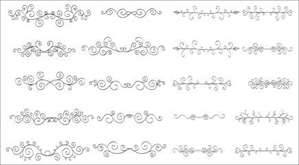 Set of horizontal hand-drawn patterned banners 
