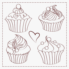 The set of contours of delicious Christmas  cupcakes