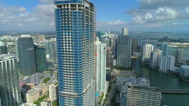 Aerial Brickell Panorama Tower near completion 4k 60p