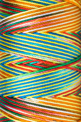 Colorful threads texture background, Close-up.