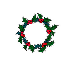 Vector clip art illustration of holly garland