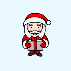 Vector illustration of Santa Claus holding gift