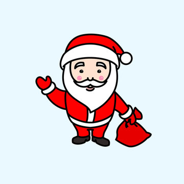 Vector illustration of Santa Claus holding gift