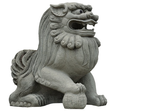 Chinese Lion Figure isolated on white background.