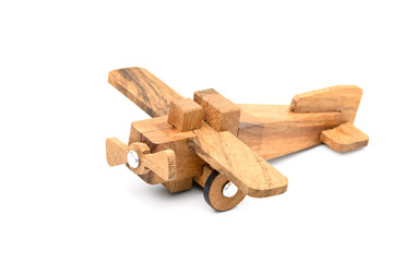 Wood airplane isolated on white background