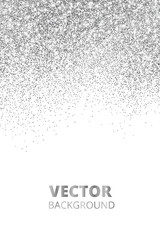 Falling glitter confetti. Vector silver dust, explosion isolated on white. Sparkling glitter border, festive frame.