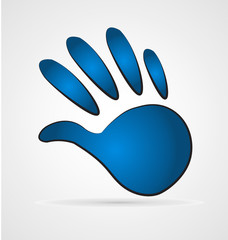 Blue hand print icon
