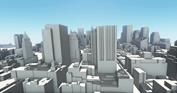 4k abstract urban business construction,flying over 3D Virtual Geometric City Office Buildings,aerial view of NewYork,web tech.