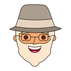 the face old man profile avatar of the grandfather vector illustration