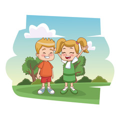 Students kids at park icon vector illustration graphic design