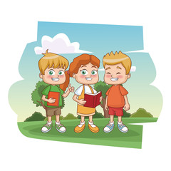 Students kids at park icon vector illustration graphic design