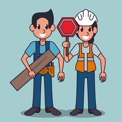 Workers and jobs cartoon icon vector illustration graphic design