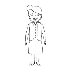 elderly woman grandmother character happy expression sketch vector illustration
