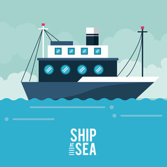 Ship at sea icon vector illustration graphic design