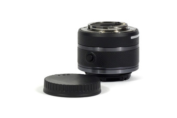 Camera lens isolated with clipping path on white background.