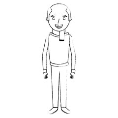 old man grandfather character standing sketch vector illustration