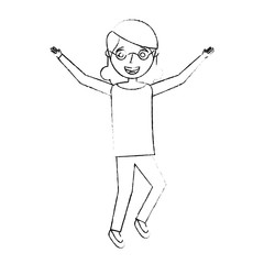 elderly woman grandmother character happy expression sketch vector illustration