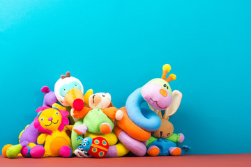 Obraz premium Set of colorful Kids toys frame. Copy space for text