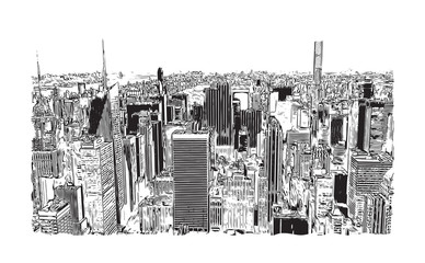 Fototapety  Szkic ilustracji Nowego Jorku, Usa w wektorze.