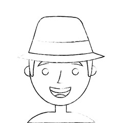 the face old man profile avatar of the grandfather sketch vector illustration