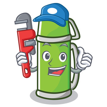 recommend clip art: Plumber thermos character cartoon style