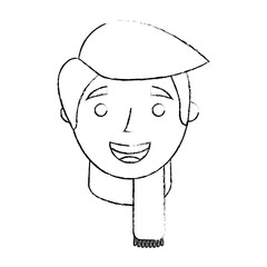 the face old man profile avatar of the grandfather sketch vector illustration