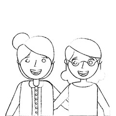 portrait two older women friends together embraced vector illustration