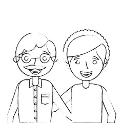 portrait of elderly couple embracing happy adorable vector illustration