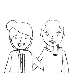 portrait of elderly couple embracing happy adorable vector illustration