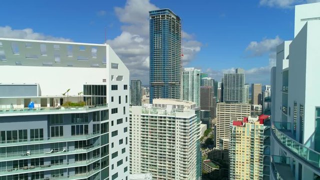 Drone footage Brickell Miami Panorama Tower Skyscraper 4k 60p