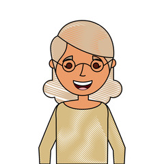 old woman portrait lady grandma cartoon vector illustration