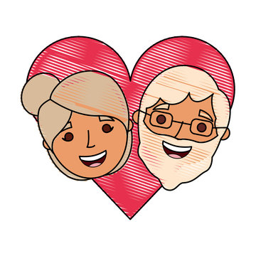 happy grandparents portrait old lovely couple in love characters vector illustration